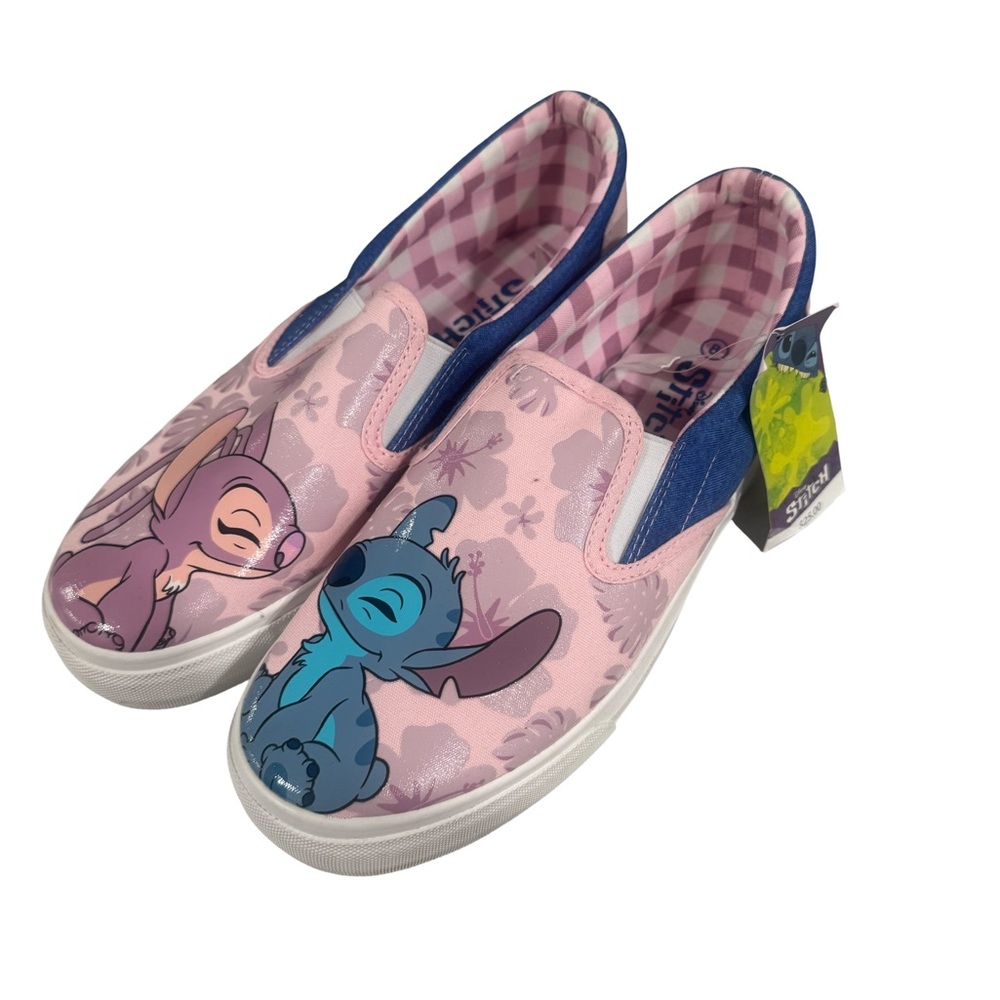 Disney Stitch womens Slip-On Sneakers - Pink and Blue